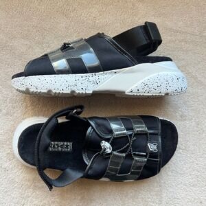 Hogan Technical Women 6 EU 36 Platform Sandals Black White Speckled Sole Italy